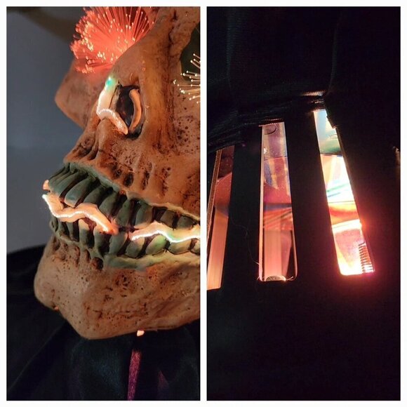 RARE VINTAGE KURT ADLER FIBER OPTIC SKULL CHANGES COLORS HALLOWEEN SKELETON HEAD - Picture 2 of 16